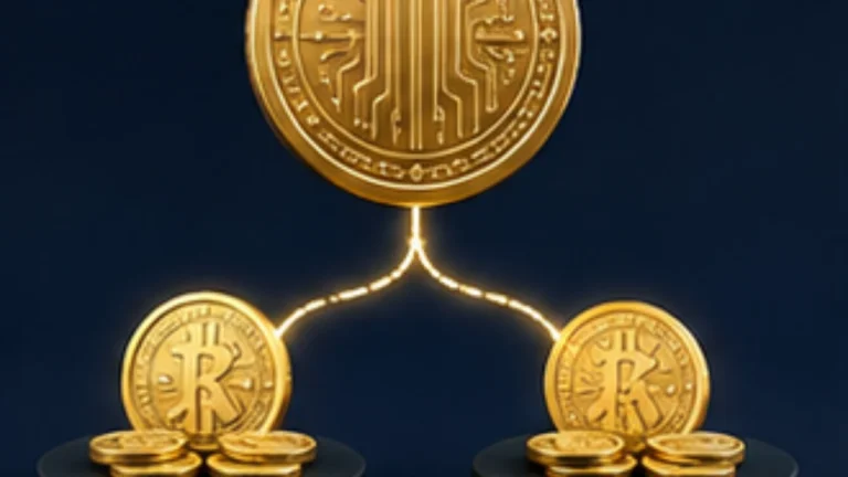 Bitcoin blok ödülünün yarıya bölünmesini temsil eden görsel